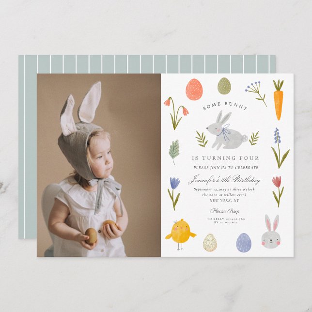 Cute Watercolor Little Bunny Carrot Birthday Invitation (Creator Uploaded)