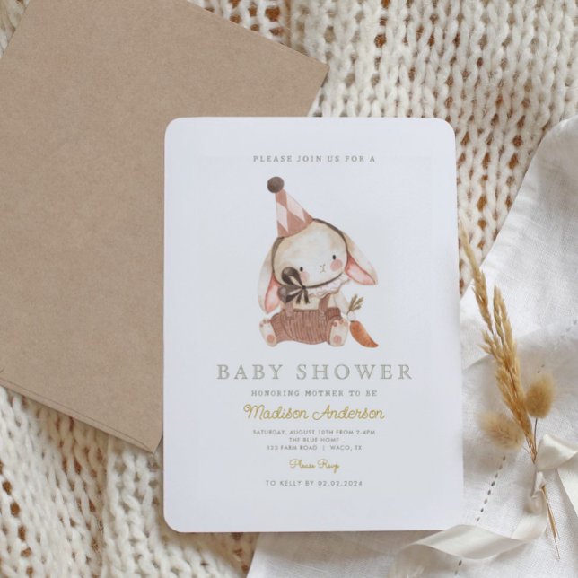 Cute Watercolor Little Bunny with Carrot Invitation (Creator Uploaded)