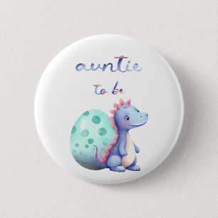 Cute Watercolor Little Dinosaur Auntie-to-be 6 Cm Round Badge