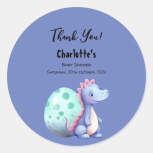Cute Watercolor Little Dinosaur Baby Shower Classic Round Sticker