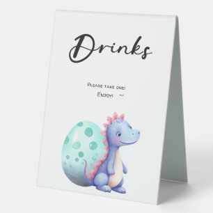 Cute Watercolor Little Dinosaur Baby Shower Drinks