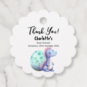 Cute Watercolor Little Dinosaur Baby Shower Favour Tags