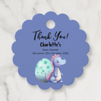 Cute Watercolor Little Dinosaur Baby Shower Favour Tags