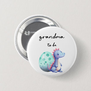 Cute Watercolor Little Dinosaur Grandma-to-be 6 Cm Round Badge