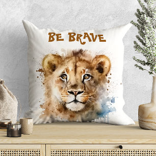 Cute Watercolor Little Lion Motivation Cushion