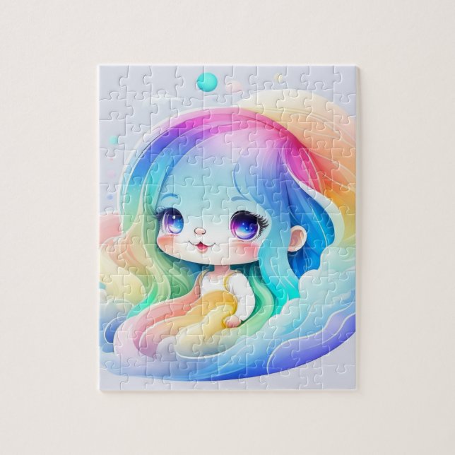Cute Watercolor Little Mermaid Jigsaw Puzzle (Vertical)