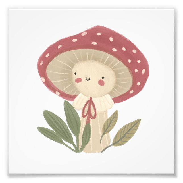 Cute Watercolor little mushroom Photo Print (Front)