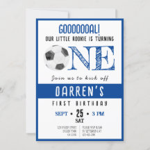 Cute Watercolor Little Rookie Soccer 1st Birthday