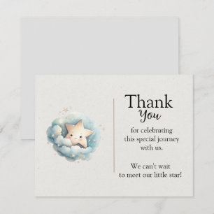 Cute Watercolor Little Star in Blue Clouds Card