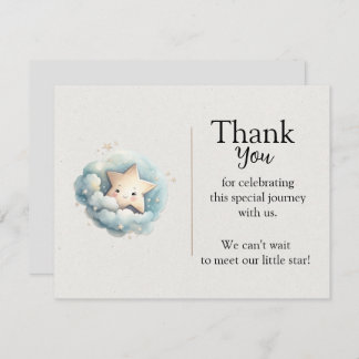 Cute Watercolor Little Star in Blue Clouds Card