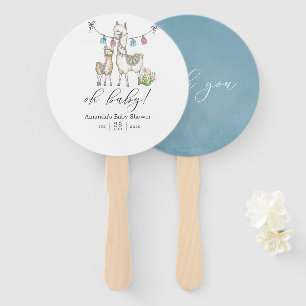 Cute Watercolor Llama themed Baby Shower Hand Fan