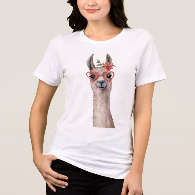 Cute Watercolor Llama Tri-Blend Shirt (Front)