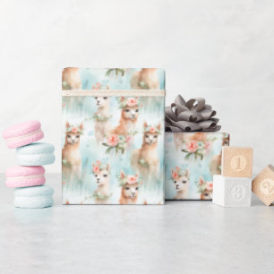 Cute Watercolor llamas - Wrapping Paper