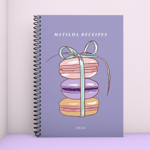 Cute Watercolor Macaroons Baking Sweets Purple    Notebook