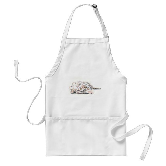 Cute Watercolor Maine Coon Kitty Standard Apron (Front)