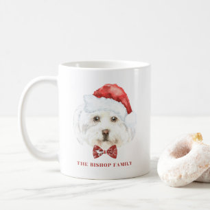Cute Watercolor Maltese Santa Custom Christmas Coffee Mug