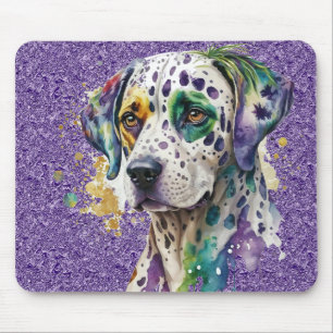 CUTE WATERCOLOR MARDI GRAS DALMATION DOG MOUSE MAT