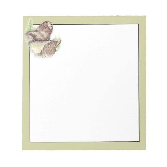 Cute Watercolor Marmot Animal Notepad (Front)