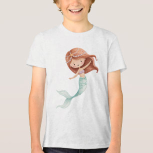Cute Watercolor Mermaid Illustration Tri-Blend Shirt