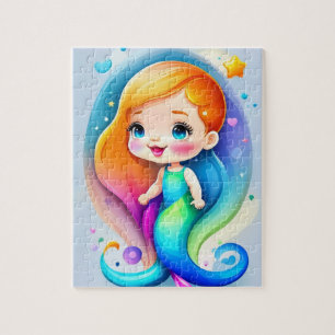 Cute Watercolor Mermaid Jigsaw Puzzle