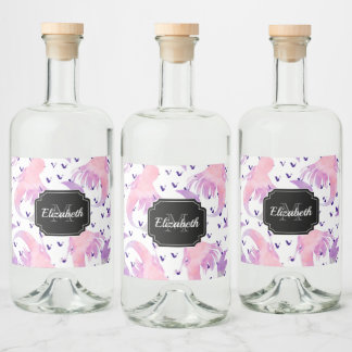 Cute Watercolor Mermaid Liquor Bottle Label