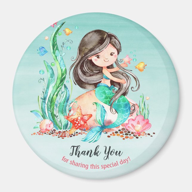 Cute Watercolor Mermaid Under the Sea Baby Shower  Magnet (Front)