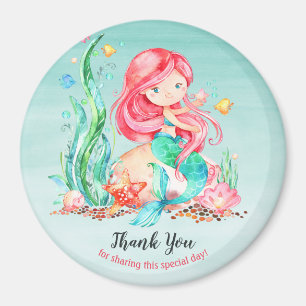 Cute Watercolor Mermaid Under the Sea Baby Shower Magnet