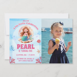 Cute Watercolor Mermaid Under the Sea Bday Photo
