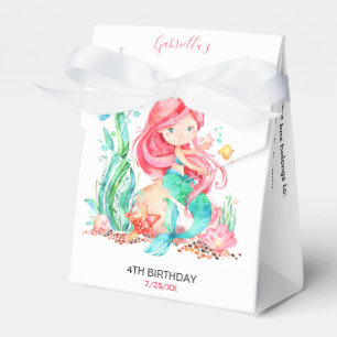 Cute Watercolor Mermaid Under the Sea Birthday Fav Favour Box