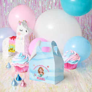 Cute Watercolor Mermaid Under the Sea Birthday Favour Box