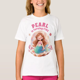 Cute Watercolor Mermaid Under the Sea Birthday T-Shirt