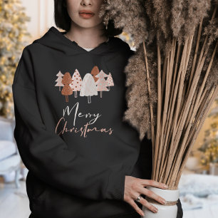 Cute Watercolor Modern Boho Christmas Tree Womens Hoodie