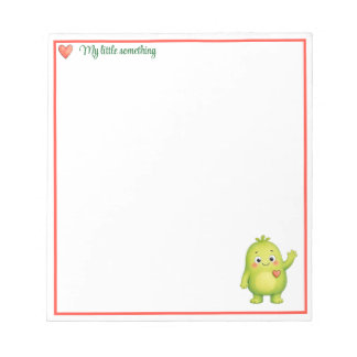Cute Watercolor Monster Notepad with Heart