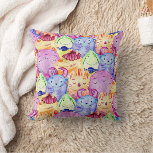 Cute Watercolor Monsters Cushion