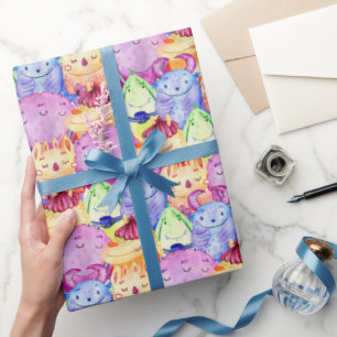 Cute Watercolor Monsters Wrapping Paper