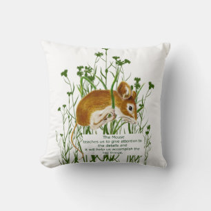 Cute Watercolor Mouse Animal Totem Spirit Guide Cushion