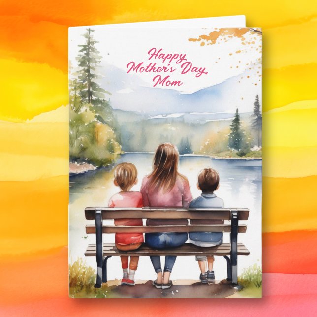 Cute Watercolor Mum & Children | Mother's Day Card (Creator Uploaded)