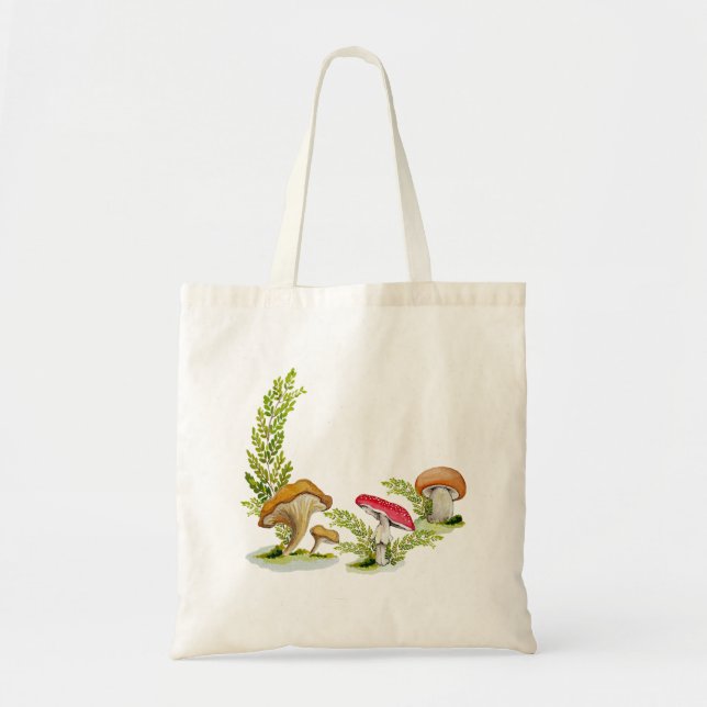 Cute watercolor mushroom pattern  coffee mug card tote bag (Front)