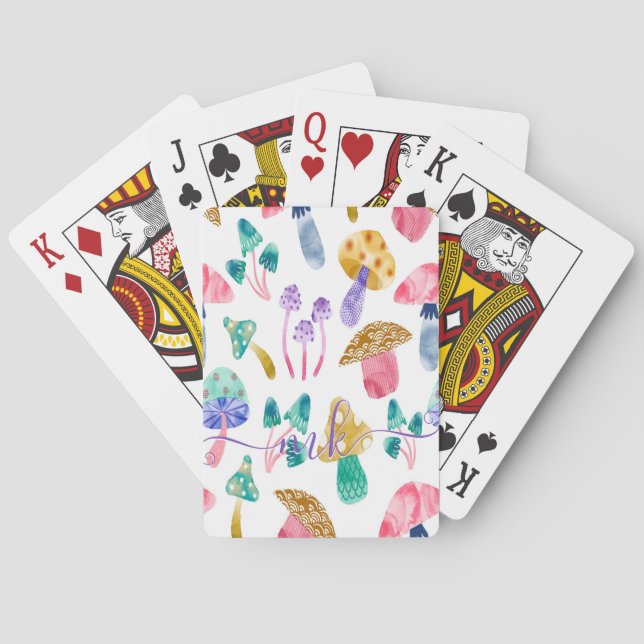 Cute Watercolor Mushrooms  Playing Cards (Back)