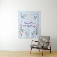 Cute Watercolor Narwhal Whale fish Seamless Sea