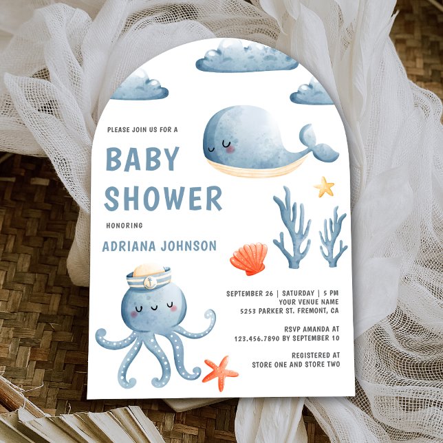 Cute Watercolor Nautical Arch Baby Shower Invitation (Creator Uploaded)
