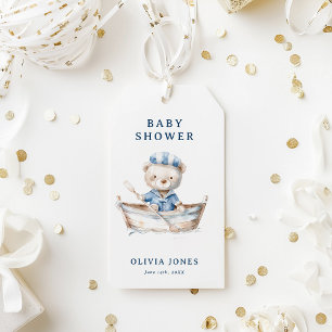 Cute Watercolor Nautical Boy Baby Shower Favour Gift Tags