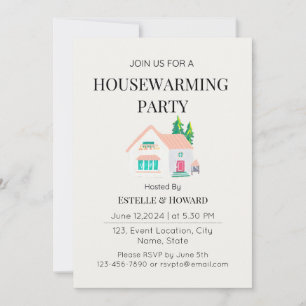 Cute Watercolor New Home Housewarming Party  Invitation