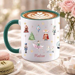 Cute watercolor nutcracker characters stars mug