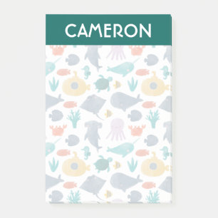 Cute Watercolor Ocean Animals Pattern Post-it Notes