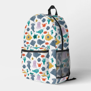 Cute Watercolor Ocean Animals Pattern Printed Backpack