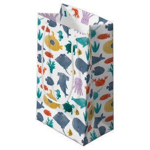 Cute Watercolor Ocean Animals Pattern Small Gift Bag