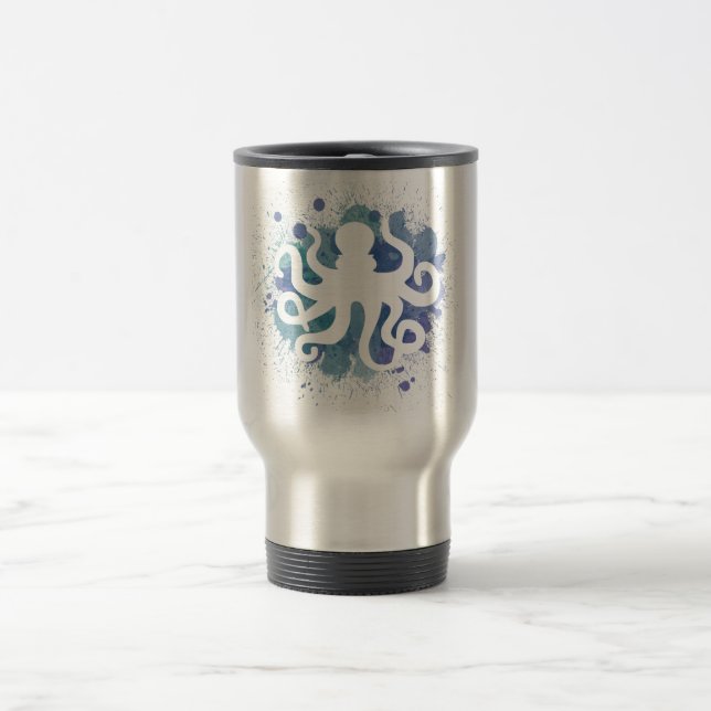 Cute Watercolor Octopus Design Travel Mug (Center)