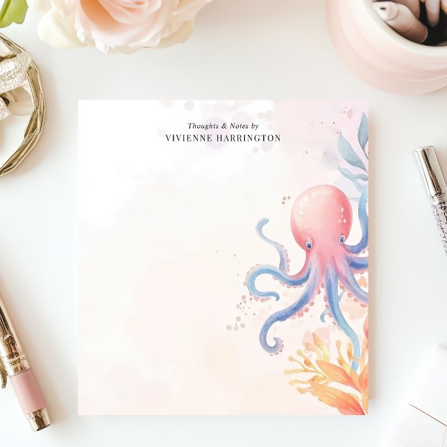 Cute Watercolor Octopus Ocean Personalised Notepad (Creator Uploaded)