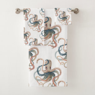 Cute Watercolor Octopus Towel Set